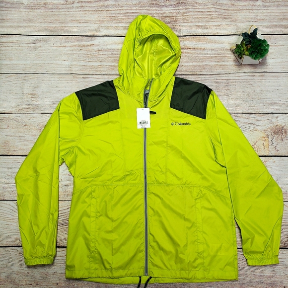 NEW!!! Men's Columbia lime yellow windbreaker